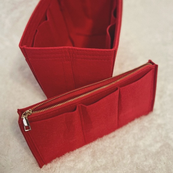 SUPER insert bag organizer red felt for Neverfull MM GM SPEEDY TOTE bag purse - Picture 4 of 5